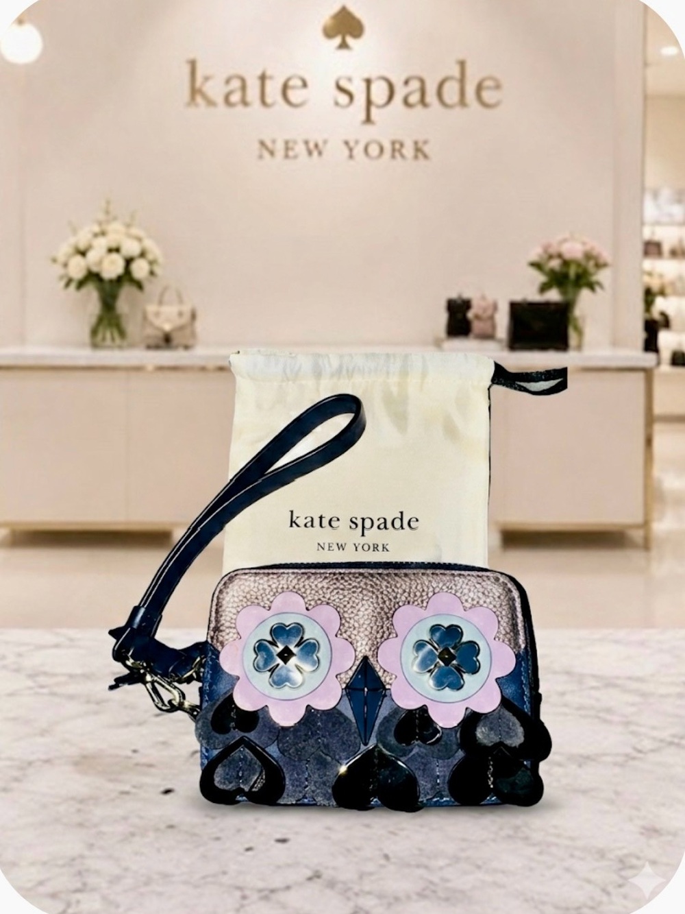 KATE SPADE CUTE KAWAII OWL DESIGN double zip WALLET wristlet WLRU5608 Rare